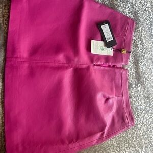 Sexy Hot pink leather skirt